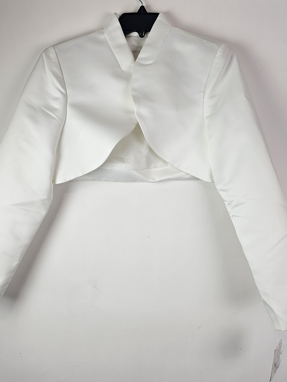 Davids Bridal Ivory Satin Cropped Jacket 1X Special Occasion Bolero Wedding